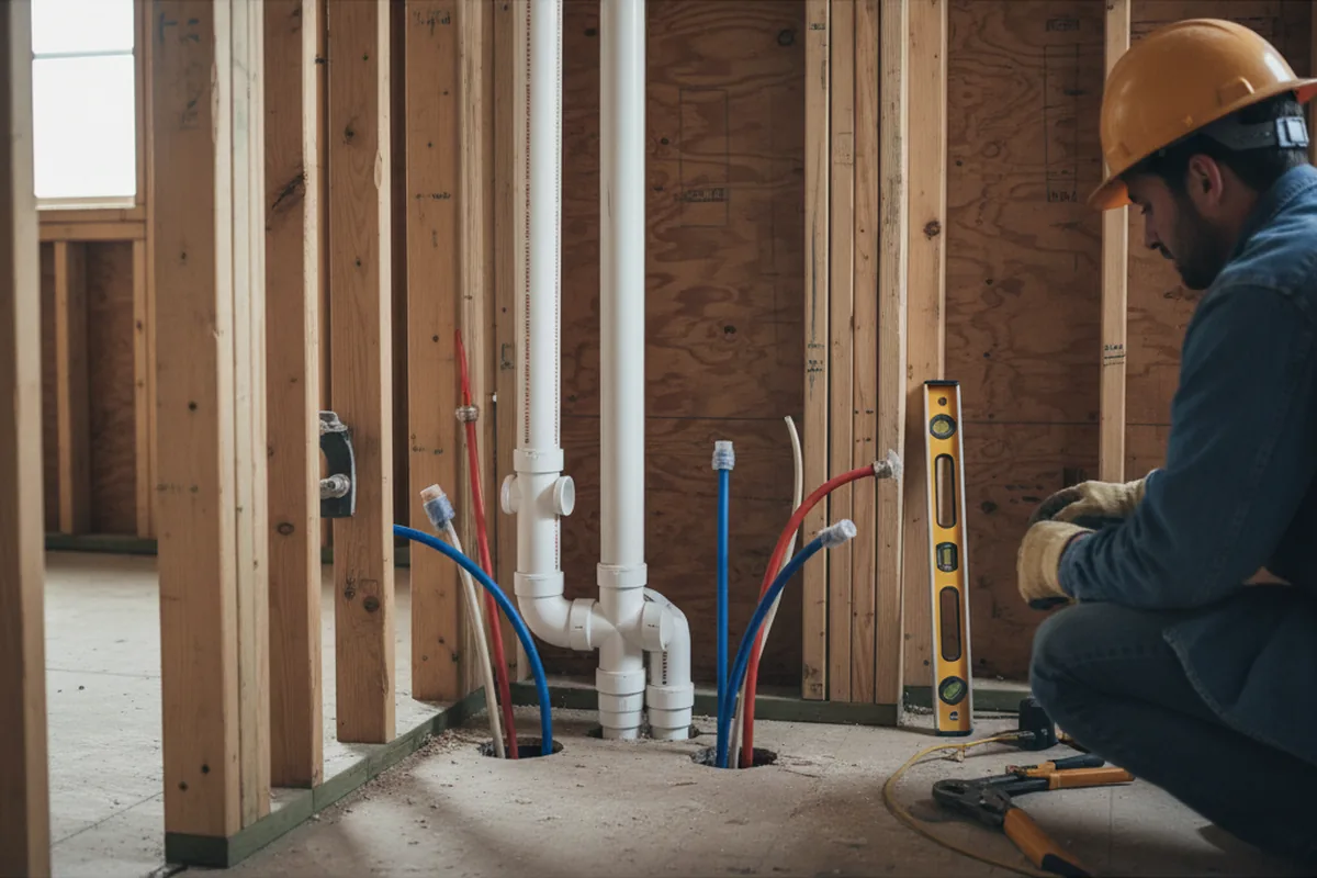Drain and supply rough-in during Drain Cleaning in Bloomingdale